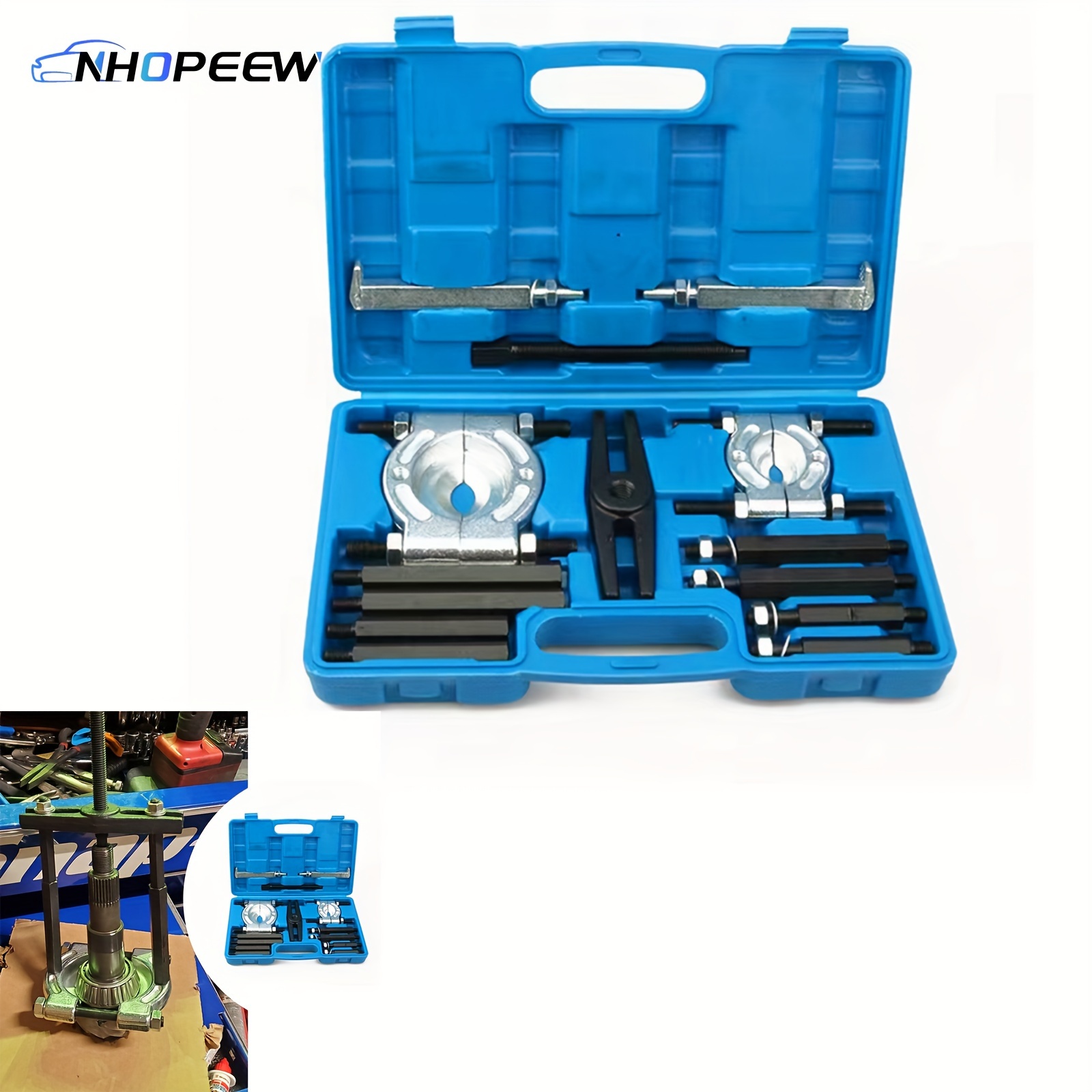 

Nhopeew Multi-purpose Bearing Separator 14-piece Bearing Puller Set, 5-ton Capacity Bearing Separator Pinion Bearing Removal Kit With 2" And 3" Clamps