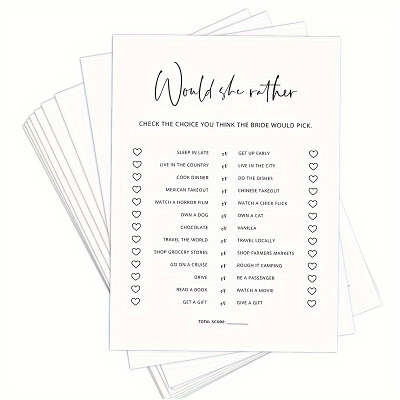 

Elegant Minimalist Design Wedding Bridal Shower Game Cards - 20/40 Cards - Perfect For Bachelorette Parties And Wedding Celebrations