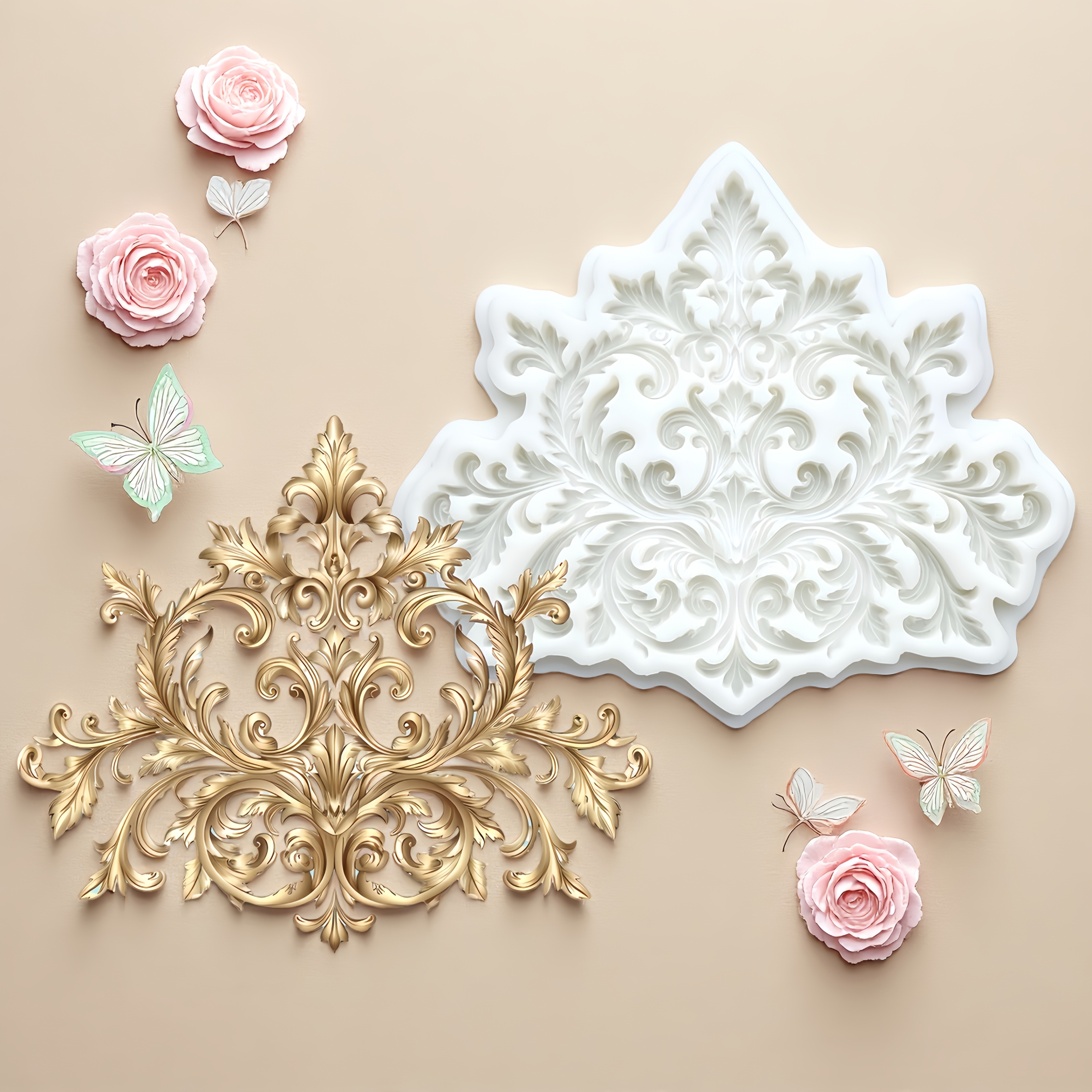Beautiful Lace-shaped Gummies And Fondant Molds, Embossed Lace Kitchen Baking Molds, Cake Decoration Additions