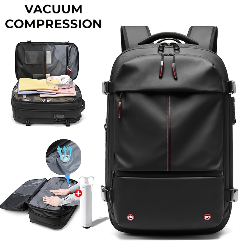 Image of Men's Vacuum Compression Sealed Carry On Backpack, Expandable - 40l To 60l Travel Bag, Tsa Anti-theft Lock 16-inch Laptop Compartment, For Gym, Business, Gym Bag, Christmas Gift