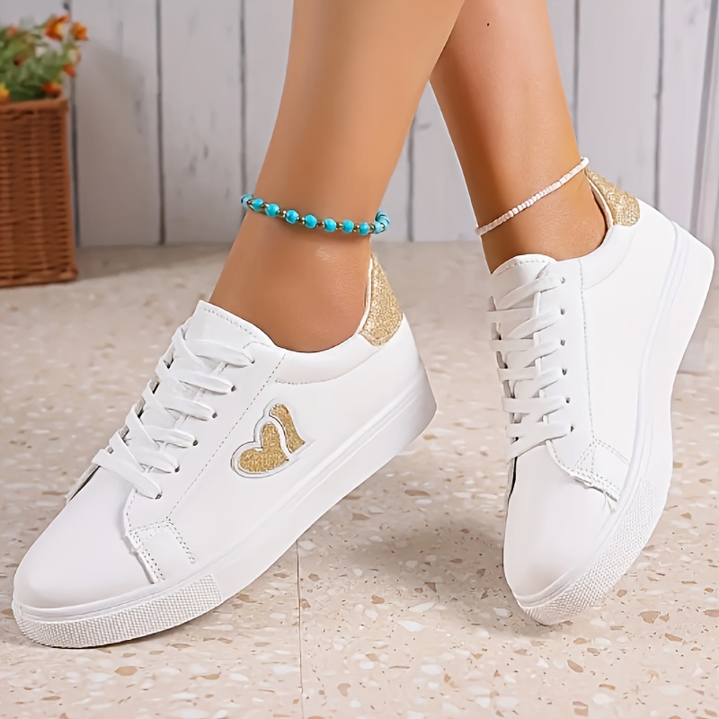 zapatillas blancas mujer diseño dorado Temu El Salvador