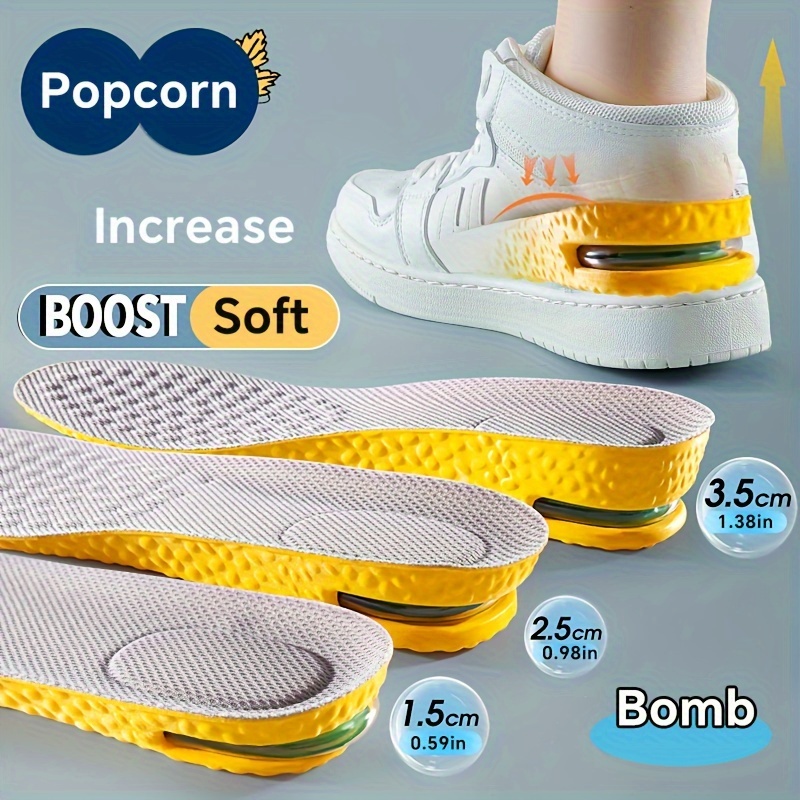 1 Pair INSOL NAFU Comfort Height Increase Insoles - Air Cushion Shock Absorption, Breathable & Odor-Resistant, 3 Sizes (1.5cm, 2.5cm, 3.5cm), TPU Material for Men & Women, Perfect Fit for All-Day Comfort