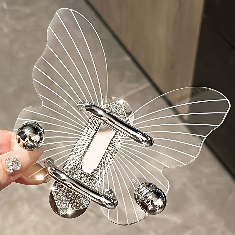 TEMU 1pc Wall Hanging Comb Holder - No Drilling Bonded Bathroom Organizer, Modern Plastic Hair Accessories Storage, Brushes, Combs And Clips With