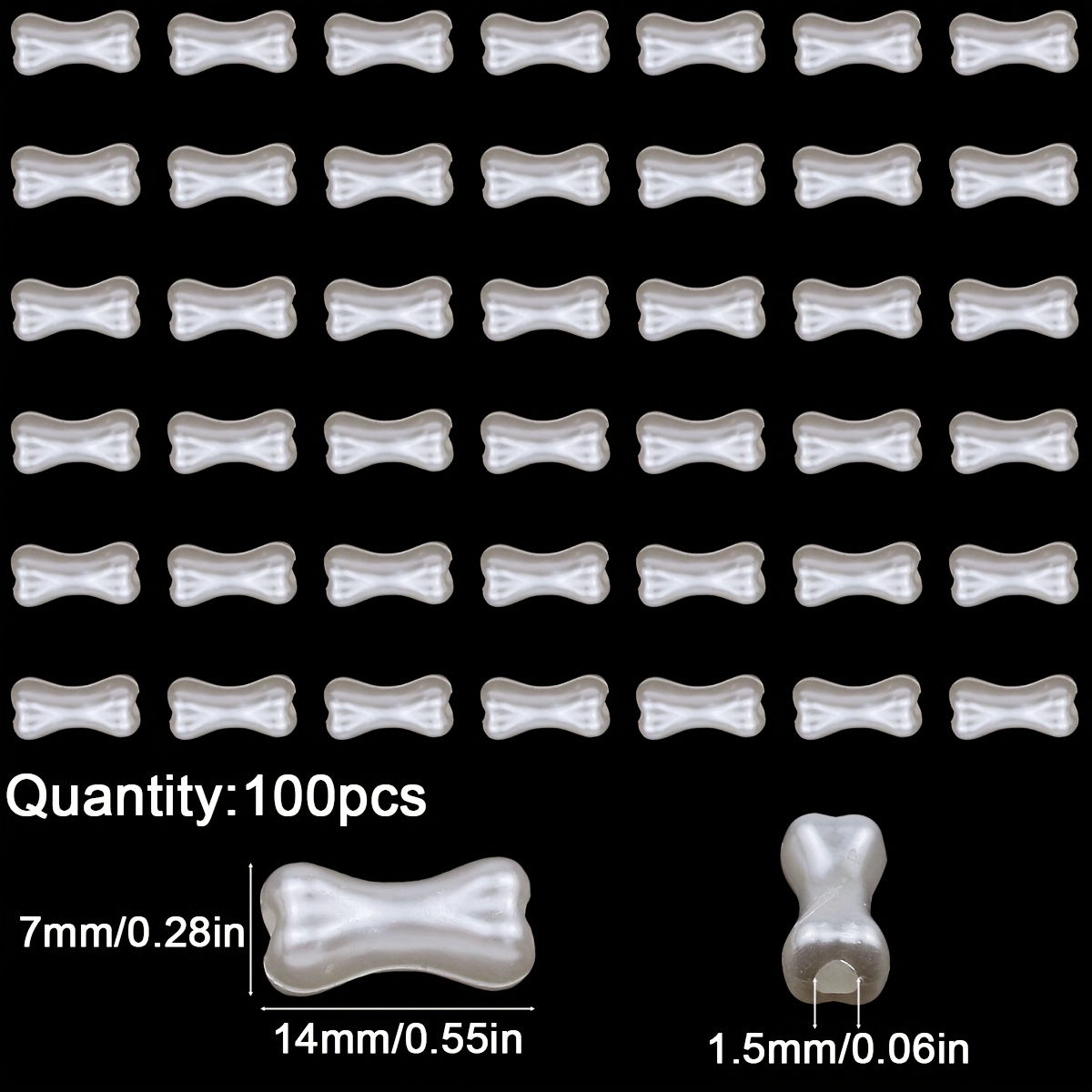 100pcs Of White Small Bone Beads With Holes, Cute Little Bones, Additions For Handmade Jewelry With A Girly Touch, Hair Additions, Phone Case And Bracelet Components, Decorative Beads For Projects