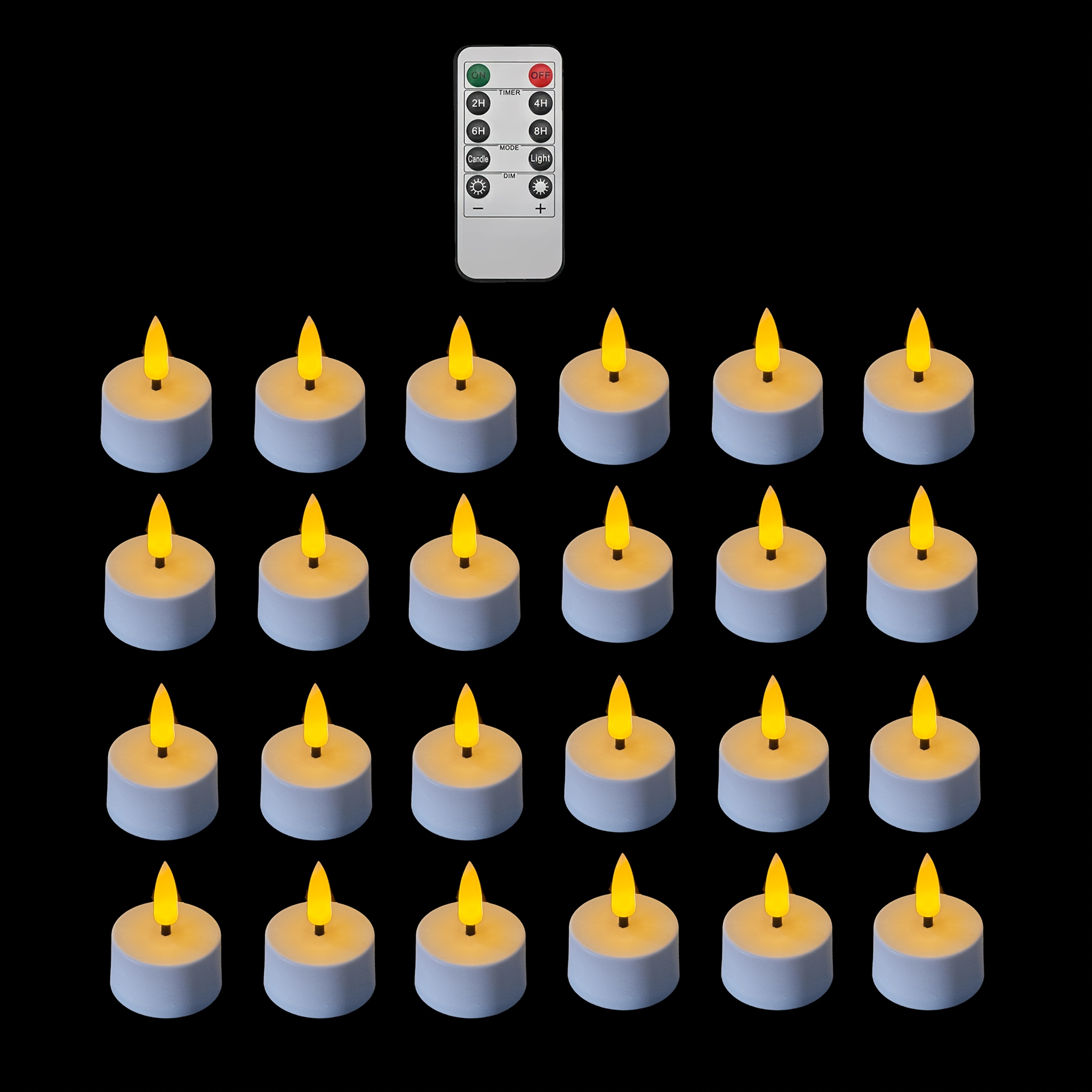 Image of 24-pack Led Flameless Candles - With Timer Remote, 's Day Flickering Wish Tea Lights, Suitable For Weddings, Parties, Home, Table Centerpieces - Safe Indoor Decoration ()