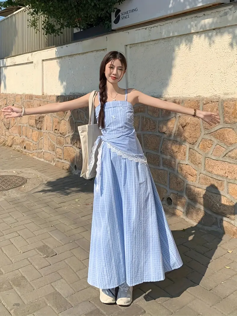 a blue vintage style sleeveless dress - Temu Bahrain a blue vintage style sleeveless dress - Temu Bahrain