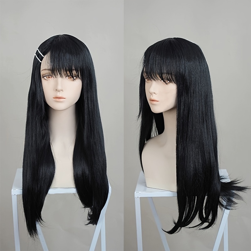 Unisex Cosplay Wig Black Simulation Scalp Long Straight Hair Suitable For Daily Travel Holiday Wigs