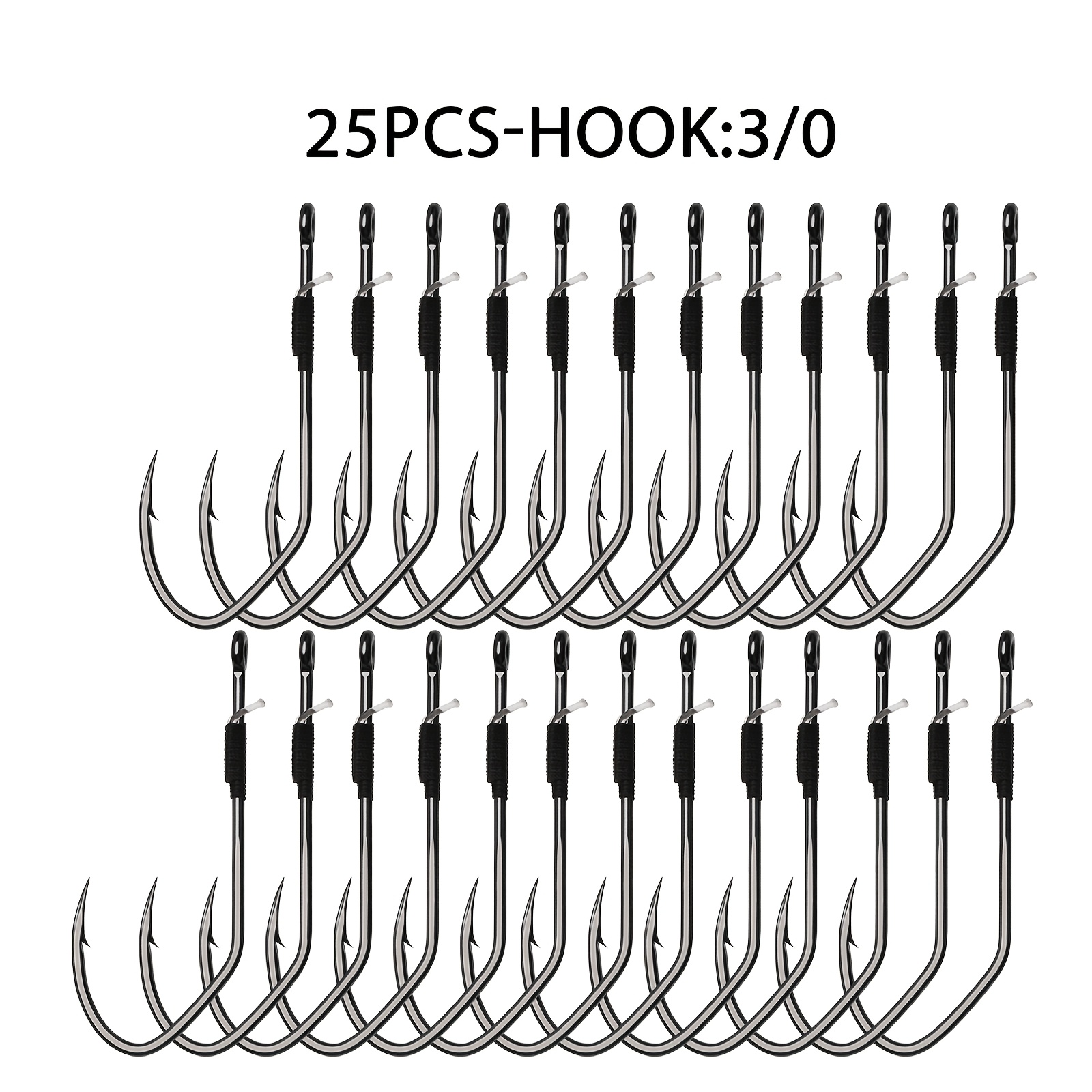 Image of Dovesun 25pcs Worm Hooks For Fishing Weedless Wacky Hooks Catfish Fishing Hooks For Freshwater Saltwater 3 Sizes Of Hooks #1/0#2/0#3/0