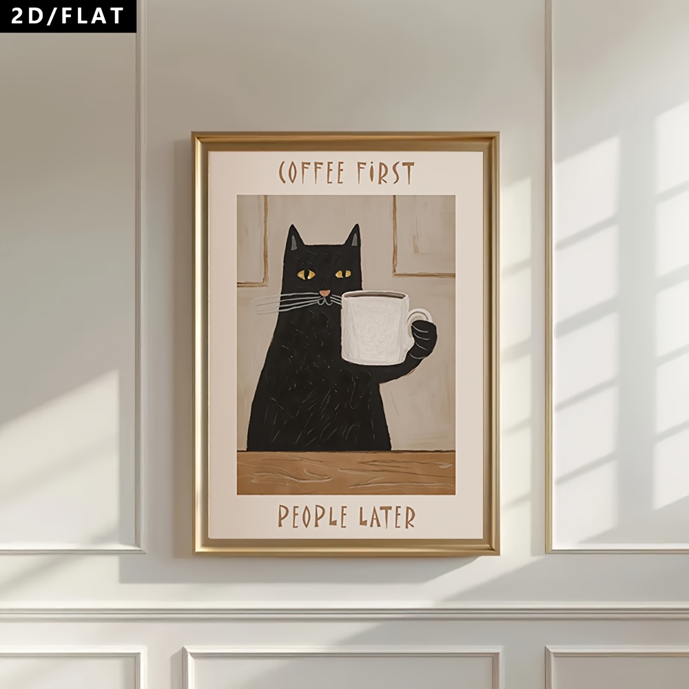 TEMU 2d Flat, 1pc Modern Minimalist Poster With " & People Later" Quote - Matte Canvas Wall Art Suitable For Coffee Shop, Kitchen Decor, Pre-stuck