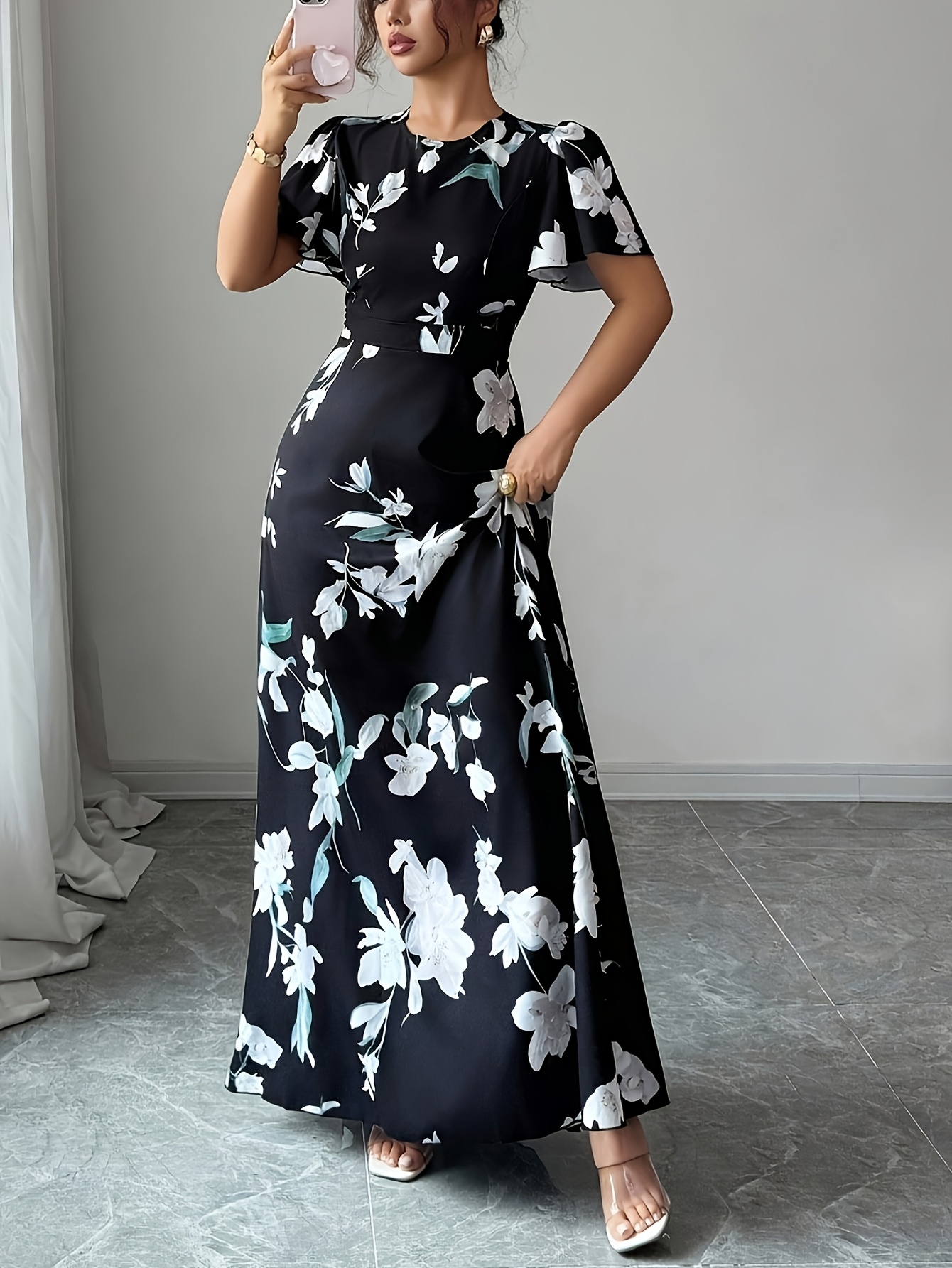 short sleeve long dress sold on Temu United States