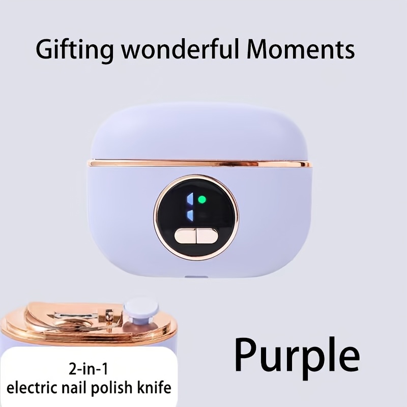 TEMU 2-in-1 Electric Nail Clipper And Polisher, 3 Adjustable With Led Light, Anti-pinch Design And Nail Dust Collection - Usb Rechargeable,