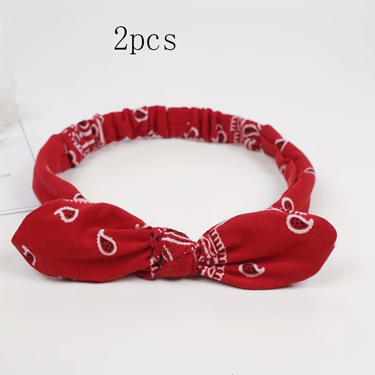 TEMU 2pcs Retro Bohemian Print Bow Hairband Headwear, Suitable For Daily Washing, Sports Exercise, Seaside, Vacation, Travel