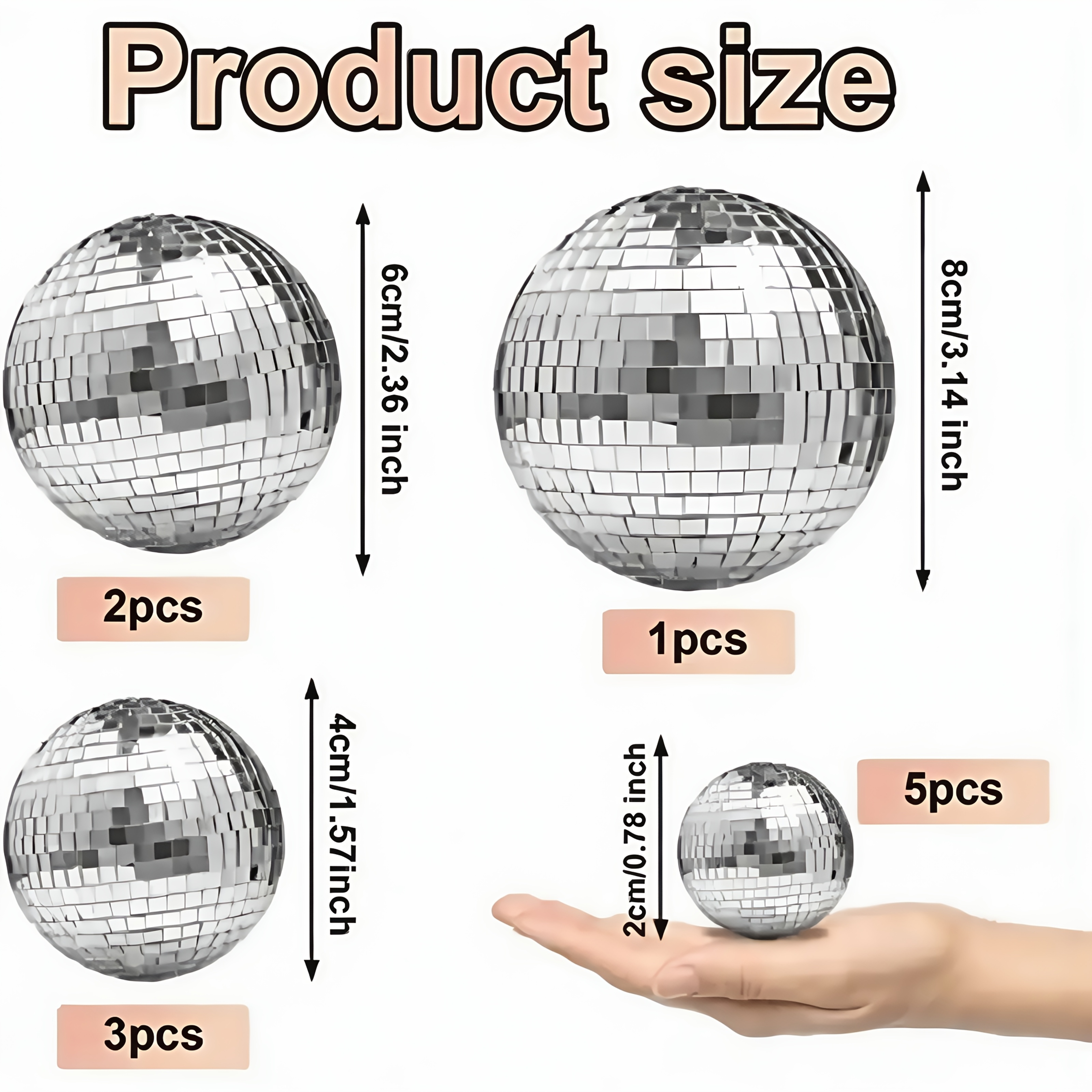 Image of Ball, 11pcs Set Of Silvery Hanging Mirror Balls For Retro Party Decorations - 70s Theme Birthday Supplies And Stage Props