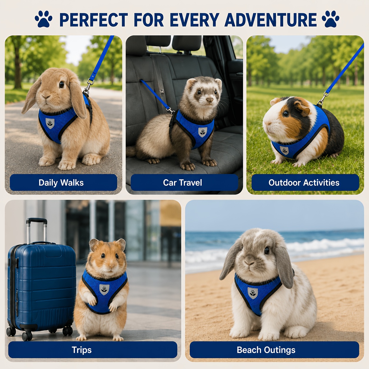 8pcs Pet Travel Gear Set with Harness, Leash, and Accessories