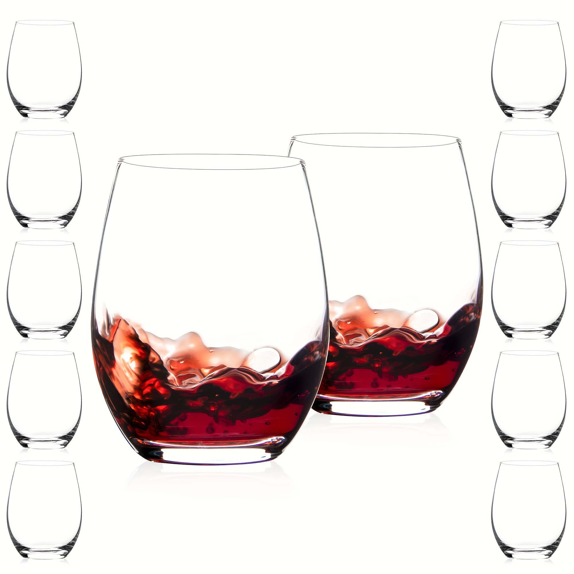 12 pack stemless wine glasses set 15 ounce smooth rim - Temu