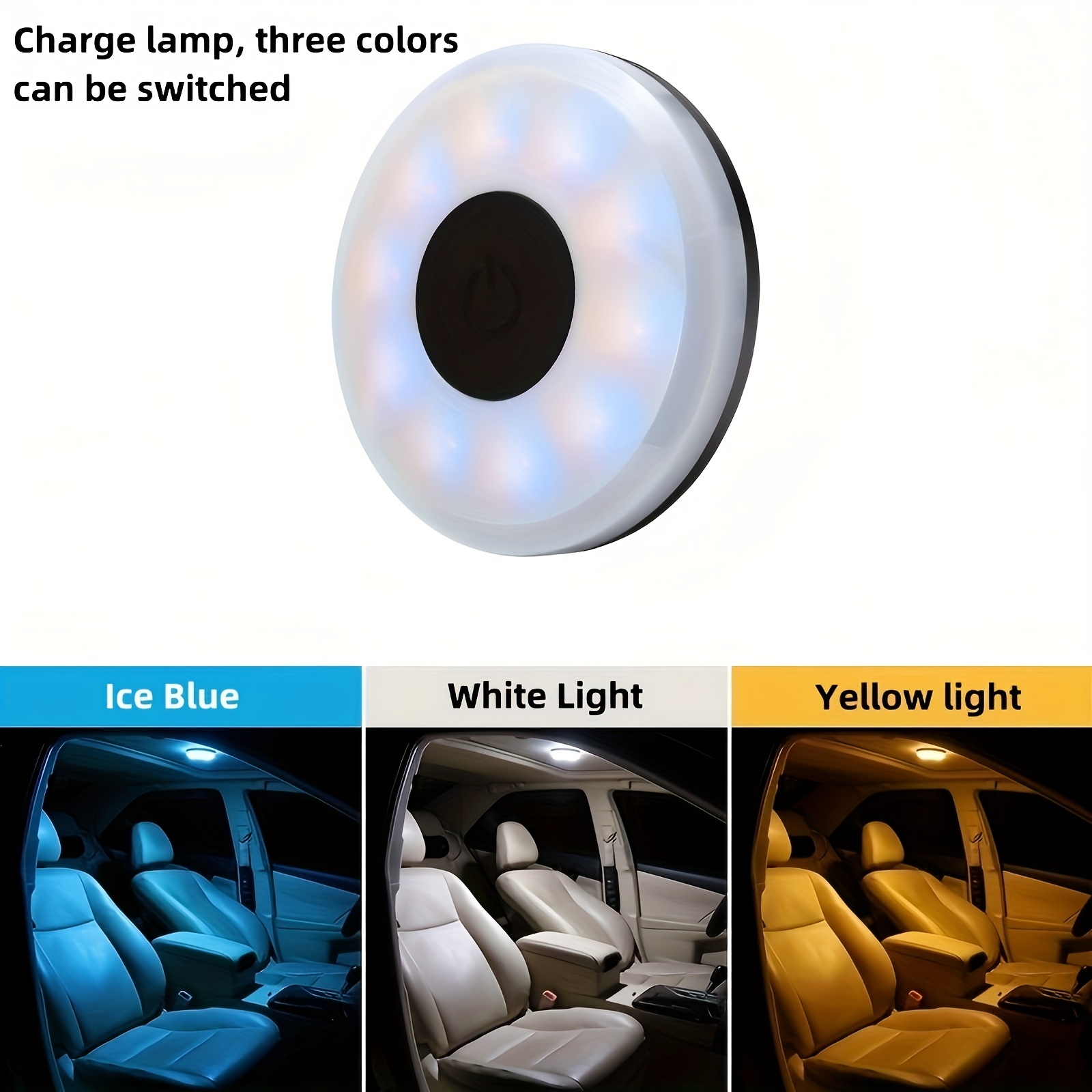 1pc USB Rechargeable LED Car Reading Light, 3 Color Ambient Ceiling Lamp with Magnetic Installation, 5V Operating Voltage, 250mAh Lithium Polymer Battery, for Front and Rear Car Interior Lighting