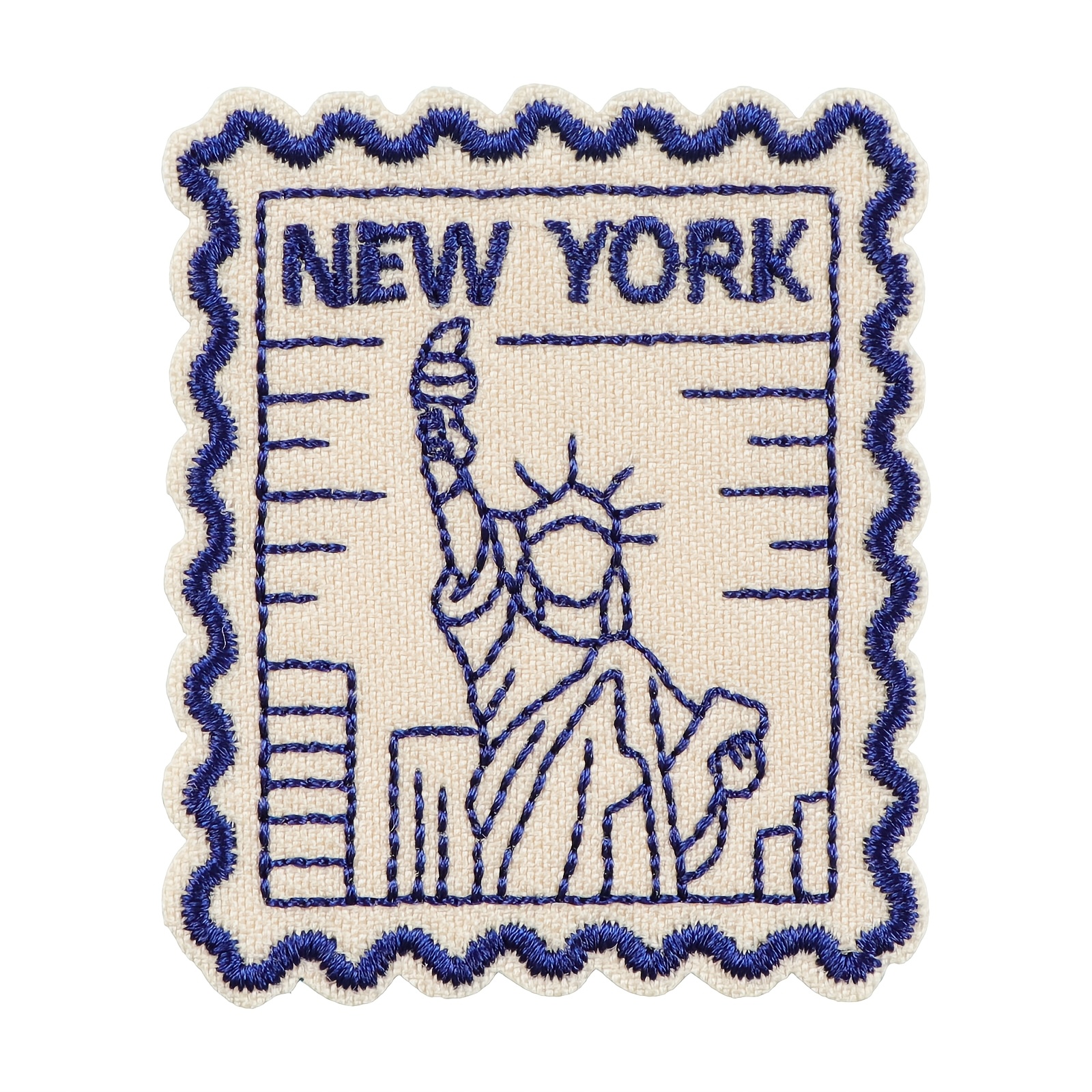 TEMU 1pc Wave Border Badge Travel Graphic Rectangle Patch Neat Edge Iron On For Clothing Hats Gifts Diy Craft
