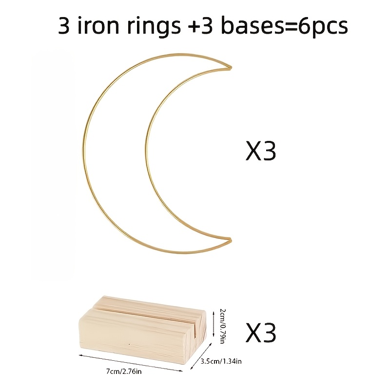TEMU Ensemble de 6 pièces, comprenant 3 ornements dorés et 3 bases en bois, idéal pour la décoration de mariage, centre de table, couronne en métal,