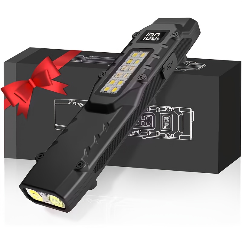 TEMU 1500 Flashlight - Uv, Red And White Led , Usb-c Rechargeable, Portable Edc Light, Suitable For Camping, Emergency, Gift For Men/father's Day (valentine's Day/father's Day) - Includes Gift Box