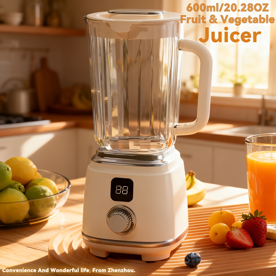 TEMU 600ml/20.28oz Vegetable Juicer, 10 Stainless Steel 304 , Pc, All-copper Motor, Portable Blender With Led, Usb, Suitable For Juices, Vegetable