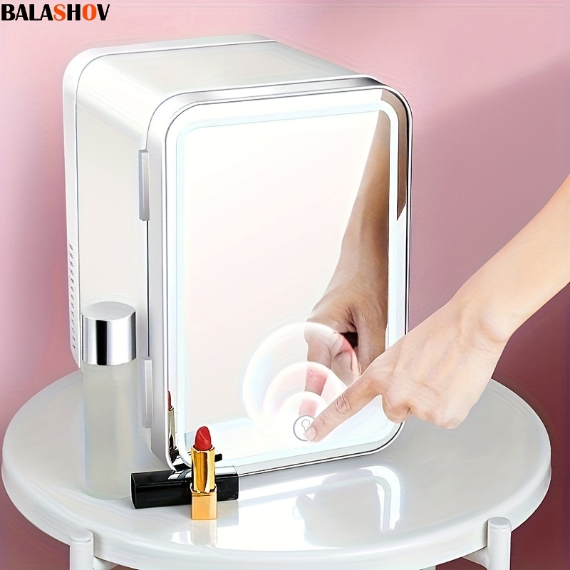 

Mini Refrigerator And Fridge, With Dimmable Led Mirror (4 Liter/6 Can), Cooler And Warmer, For Refrigerating Makeup, Skincare And Food, Mini Fridge For Bedroom, Office And Car