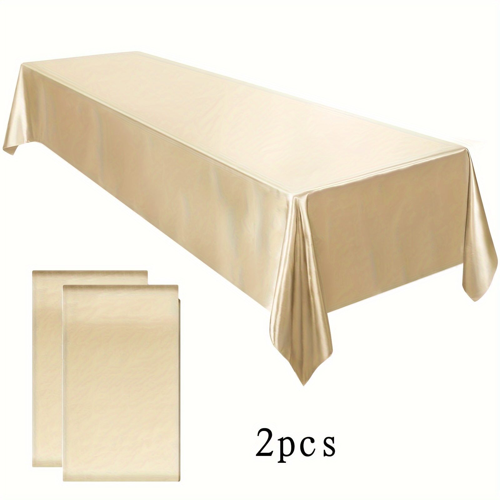 E-shop 1/2 Stück Champagner Satin Tischdecke Hochzeit Rechteckige Tischdecke Helle Tischdecke Glatter Stoff Tischdecke Geeignet für Hochzeitsbankett