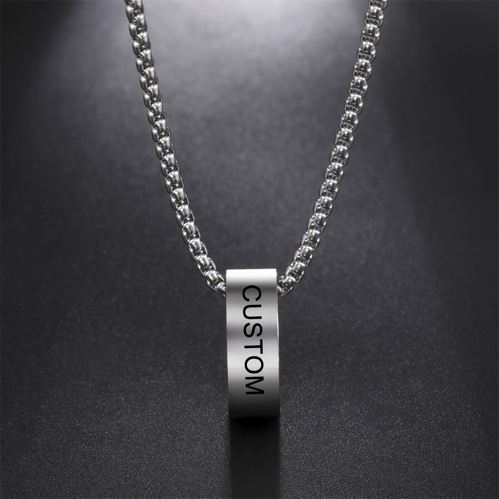 Personalized Engraved Name & Date Pendant Necklace