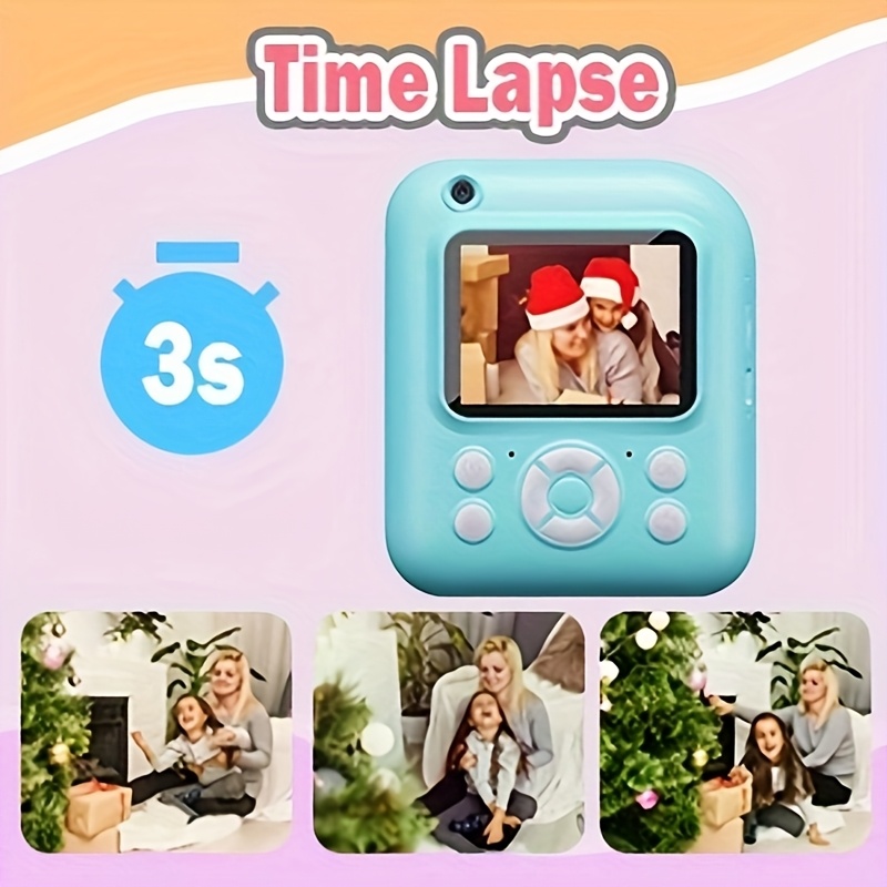 New Instant Print Camera, 1080P 2.4 Inch Screen Super Cute Instant Camera With 3 Rolls Print Paper & 32GB Card, Digital Camera Kids Gift For Kids 3-12 Years, Perfect Holiday Gift For Girls/Boys, Birthday Gift.