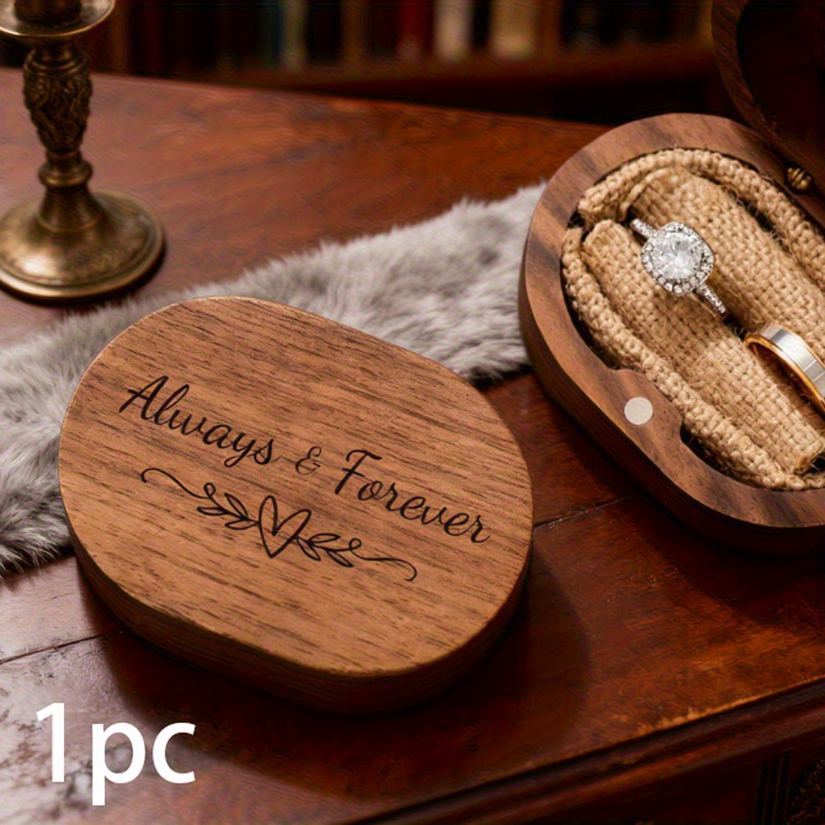 Custom Engraved Wooden Ring Holder Box
