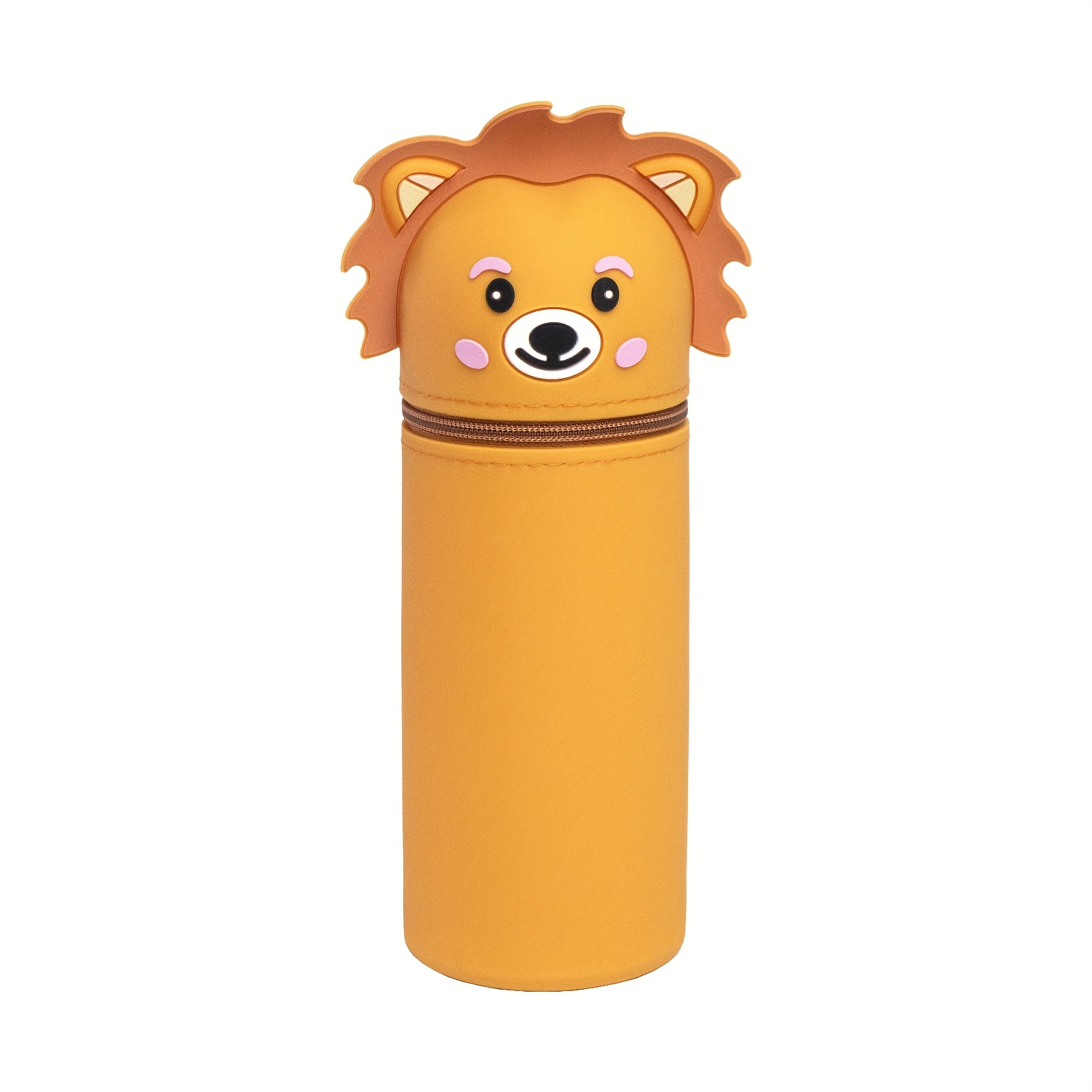 Image of Back-to-school Essential! Cute Silicone Pencil Case, Animal-themed Upright Pen Holder With Waterproof Zipper. Perfect For Students To And Office Stationery