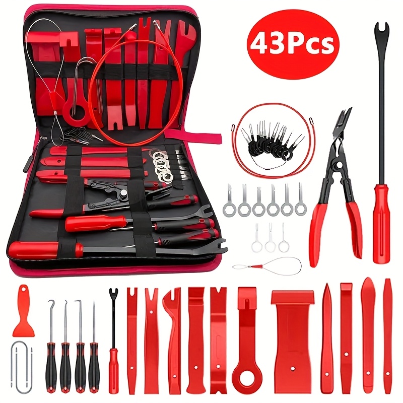TEMU 43pcs Set Of Interior Removal Tools, Car Terminal Removal Key Tools, Car Pliers, Audio Removal Tools, Car Interior Repair And Removal Kits,