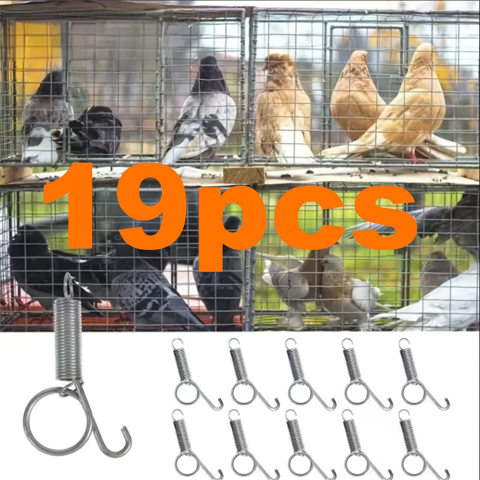 TEMU 19pcs Of Cage Hooks | Cage S Hook Accessories & Strong Spring Clips | Cat, Dog, Bird And Rabbit Cage Hardware Accessories Set