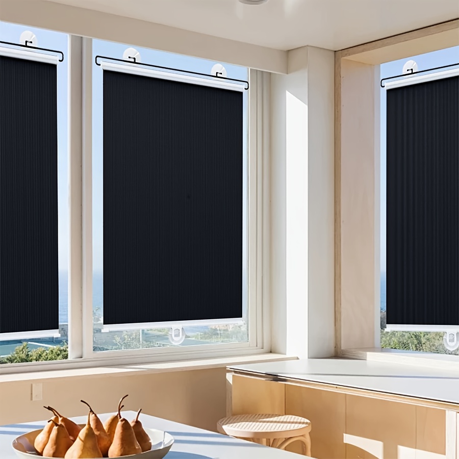 2pcs Blackout Sunshade Curtains, No Drilling Required for Home & Office Use, Adjustable Length, Ideal for Kitchen Glass Windows and Bedroom Windows, Indoor/Outdoor Installation