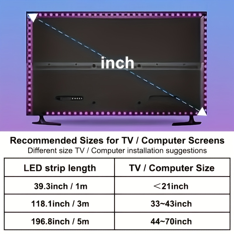 1 Roll RGB TV Background LED Strip Light Lamp, 3 Keys High Bright Control Flexible Adhesive Tape Lamp, Suitable for TV Background, Game Room Decoration Halloween Christmas Eid Al-Adha Mubarak