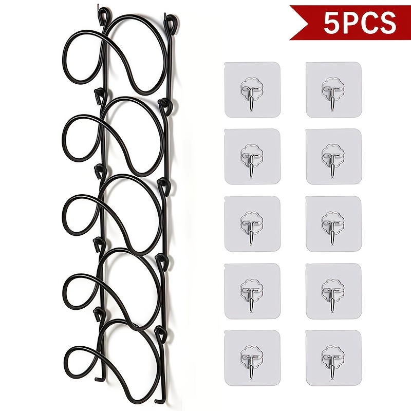 TEMU 5pcs Wall-mounted Punch-free Towel Storage Rack - Space-saving, Multi-functional Organizer For Towels & Bottles - Stylish Bathroom Additions Set, Towel Racks