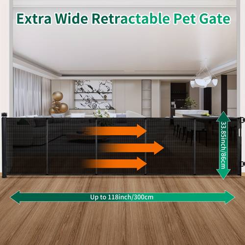 door gate with fiberglass rods stop dog get through it extra wide pet gate for indoor outdoor garden garage and deck door dog gate 86x300cm large size