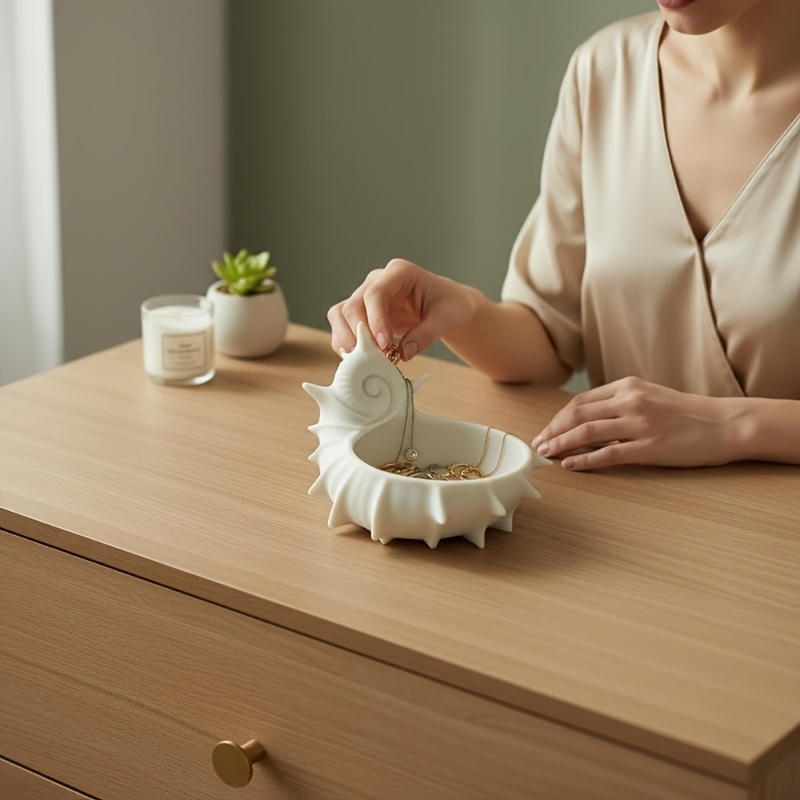Seashell Storage Tray Artistic Bio-Mimetic 3D Texture, 3D Printed Design, Decorative Art Style, Entrance/Dressing Table Key/Jewelry Rack, Home Room Decor, Thoughtful Gift for Mother/Friend on Thanksgiving - Wedding Gift, Jewelry Trays