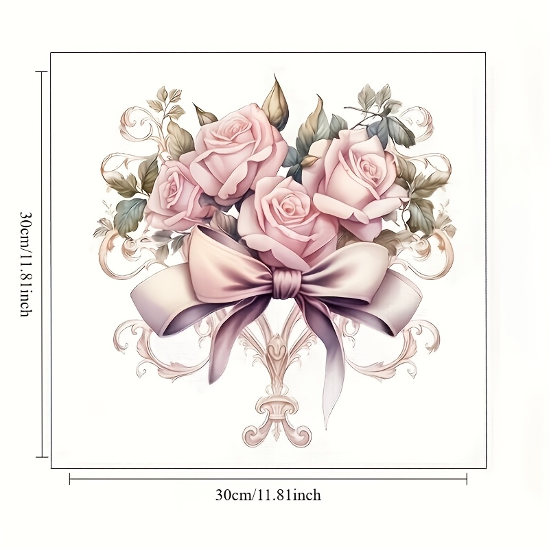 1pc Elegant Pink Rose And Bow Toilet Decals, Bathroom Decals, Multi-functional Wall And Door Decals, Aesthetic Home Decor, Room Decor To Your Home