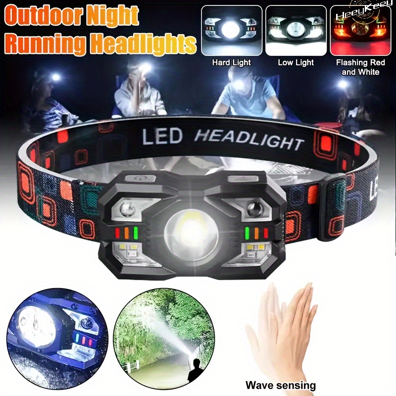 

1pc Heeykeey Led Induction Headlight - 5 , Portable, Super , Rechargeable, , Abs , Ipx-4 , Usb Charging, For , , , , , 1200mah Battery