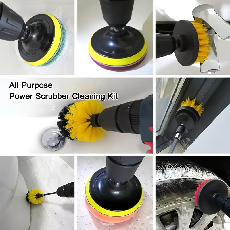 28pcs drill brush attachment set reusable plastic scrubber kit for bathroom toilet kitchen car floor cleaning   tool accessories no electricity needed details 9