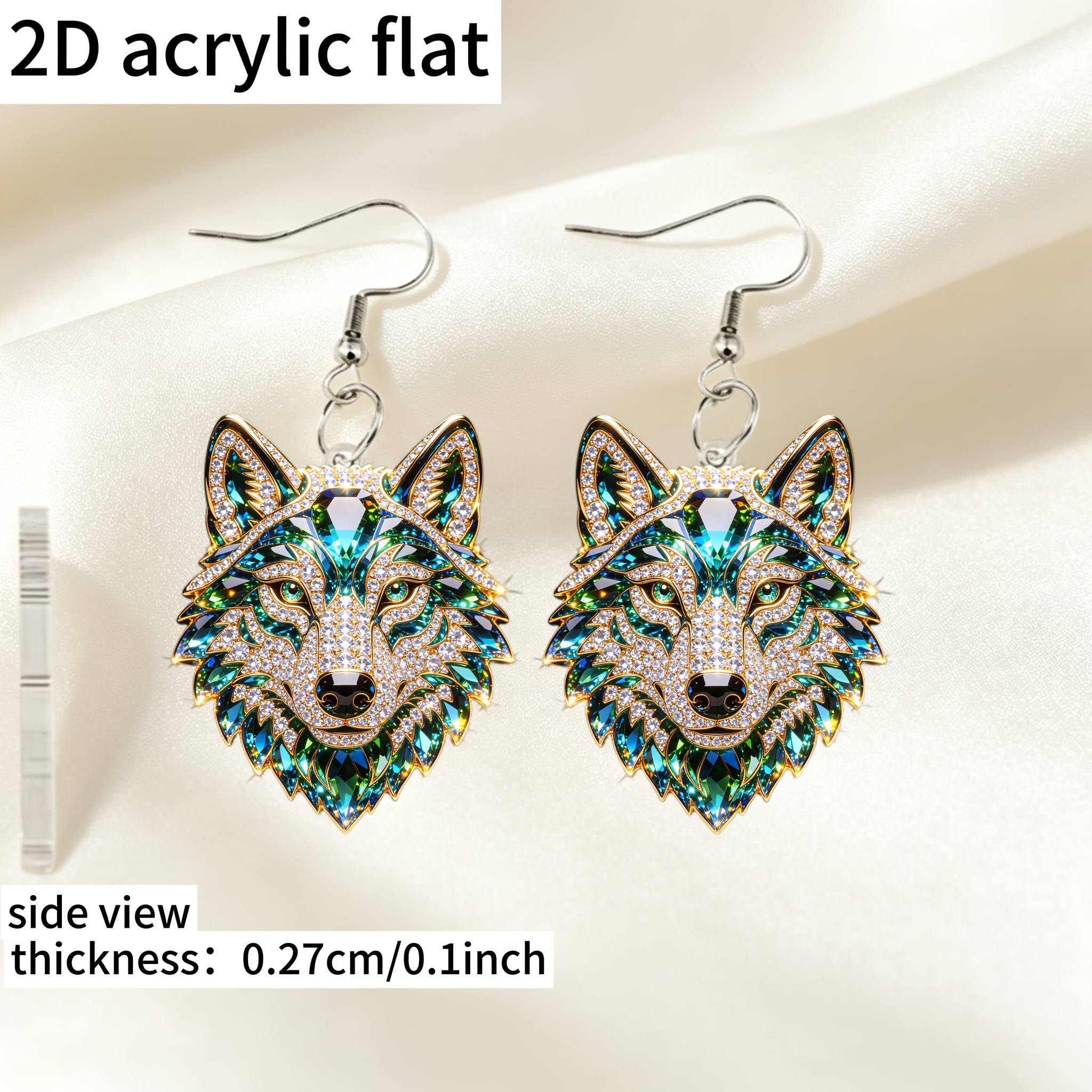Women's Fierce Wolf Head Pattern Drop Earrings
