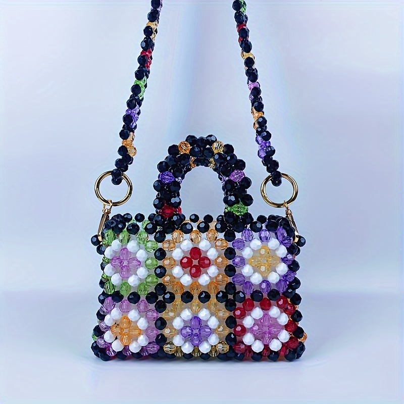 new beaded bag colorful beads square woven design popular Temu