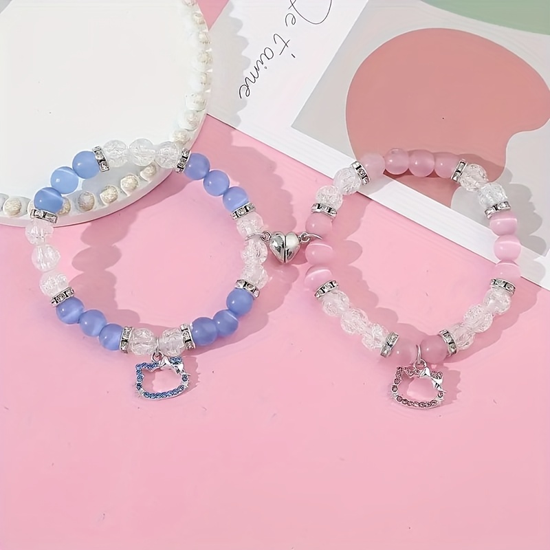 

1pair Sanrio Cute Anime Hello Kitty Beaded Unisex Couple Bracelet