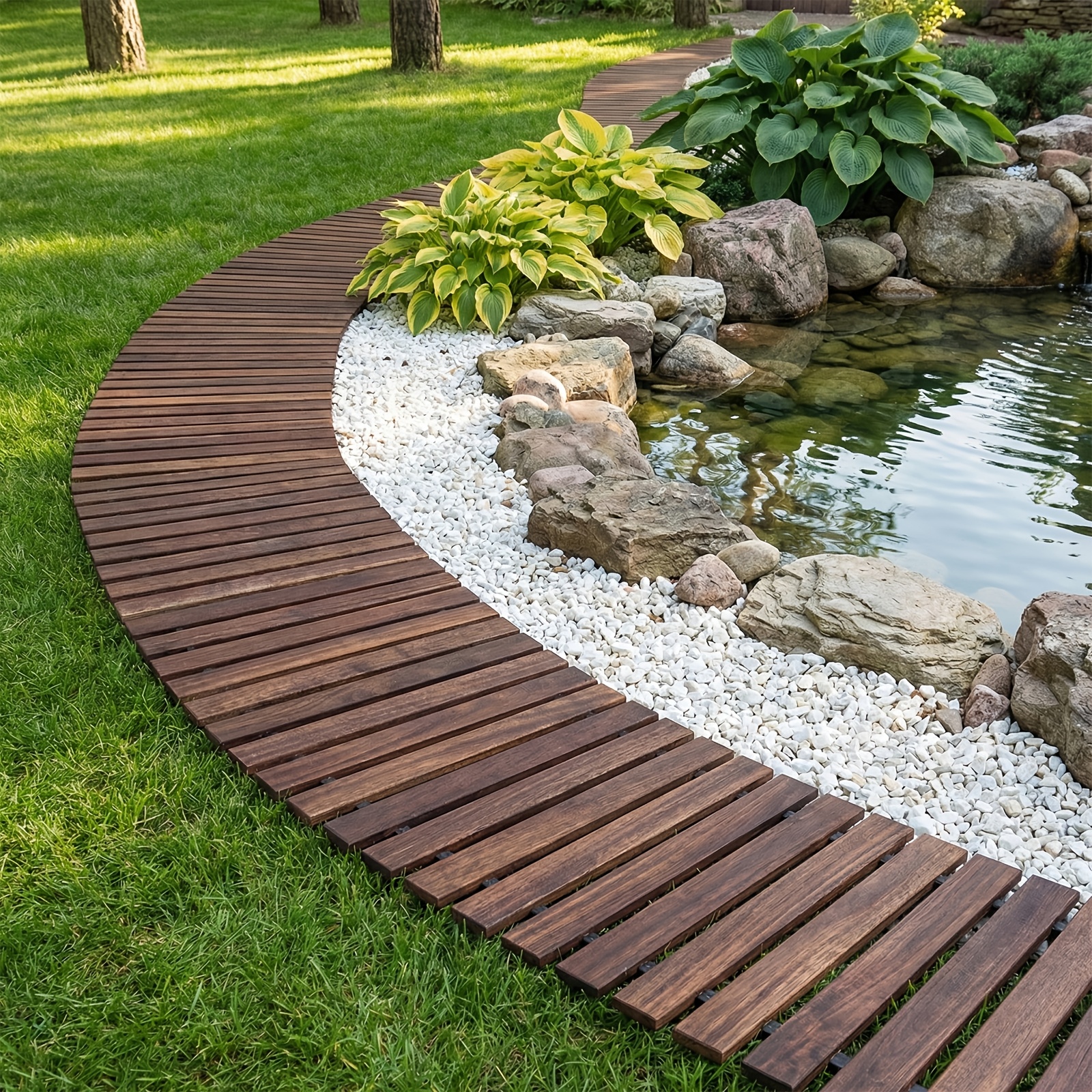 TEMU Pavés de en bois de pin de 6 pouces pour patio, pelouse, - Pavés enroulables portables antidérapants pour cour, dalles résistantes aux fissures,