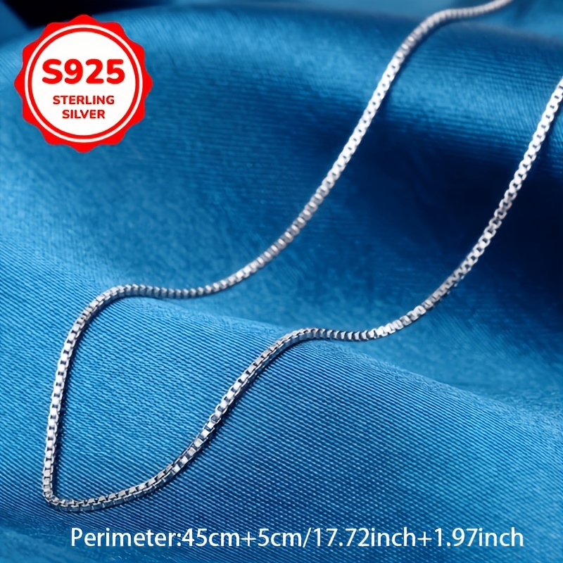 Women's 925 Silver Hypoallergenic Box Chain Necklace, Minimalist