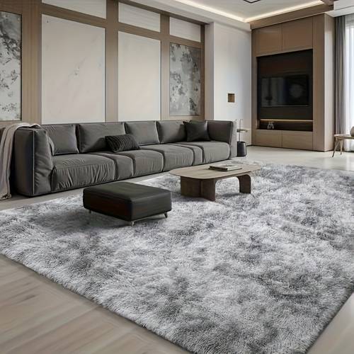 item picture bedroom and living room soft polyester fiber plush carpet hand washable dark gray large size carpet bedside carpet bed end carpet living room carpet