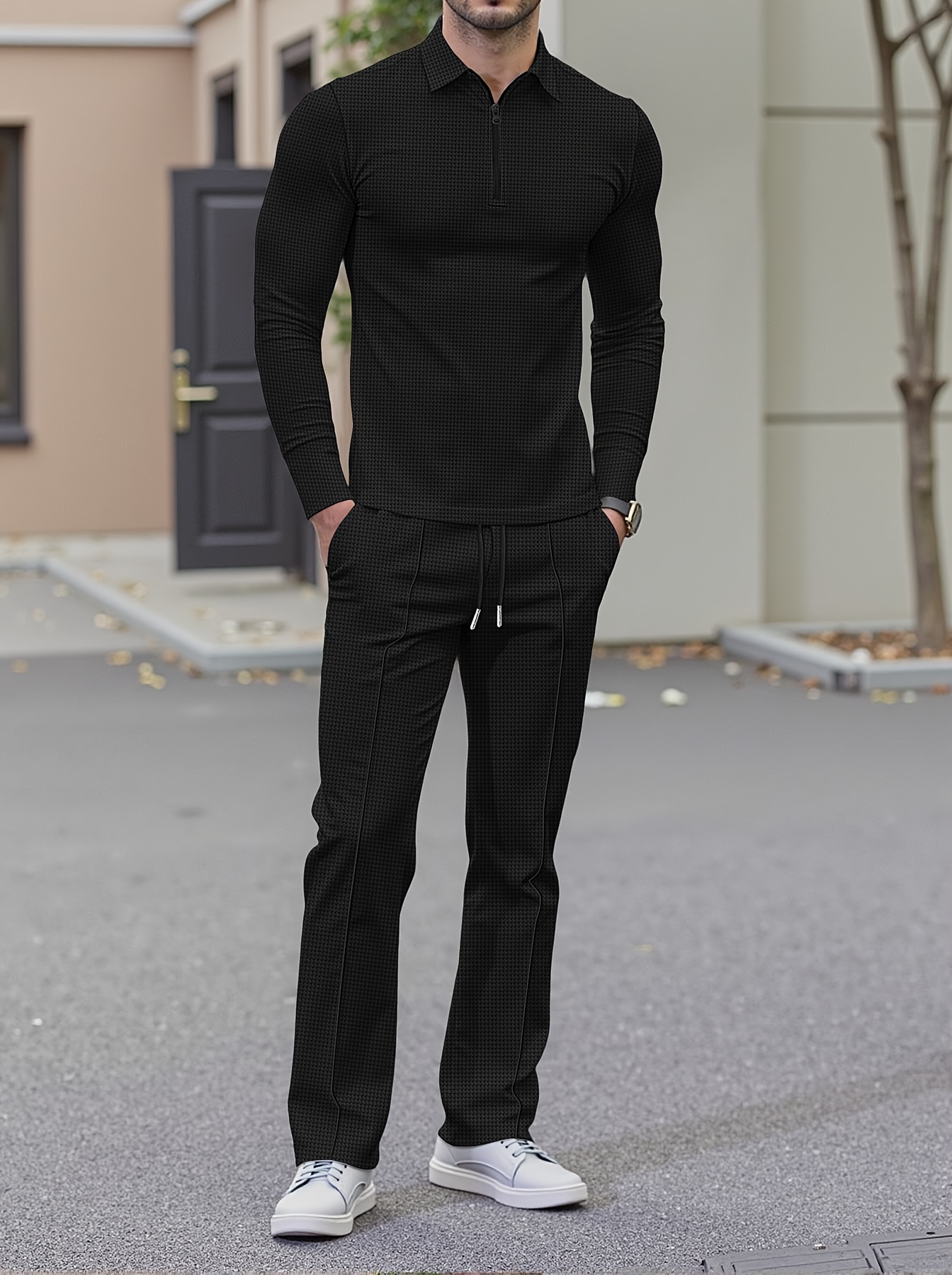 s half zip collar turn lapel drawstring sports pants Temu Kuwait