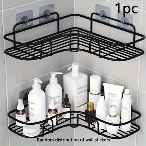 rostfreies eck-duschregal, mehrstöckiges, wandmontiertes badezimmer-aufbewahrungsregal für shampoo, conditioner, , platzspar s design, langlebiges, schwarzes , badezimmer, für badezimmer-aufbewahrungserweiterungen