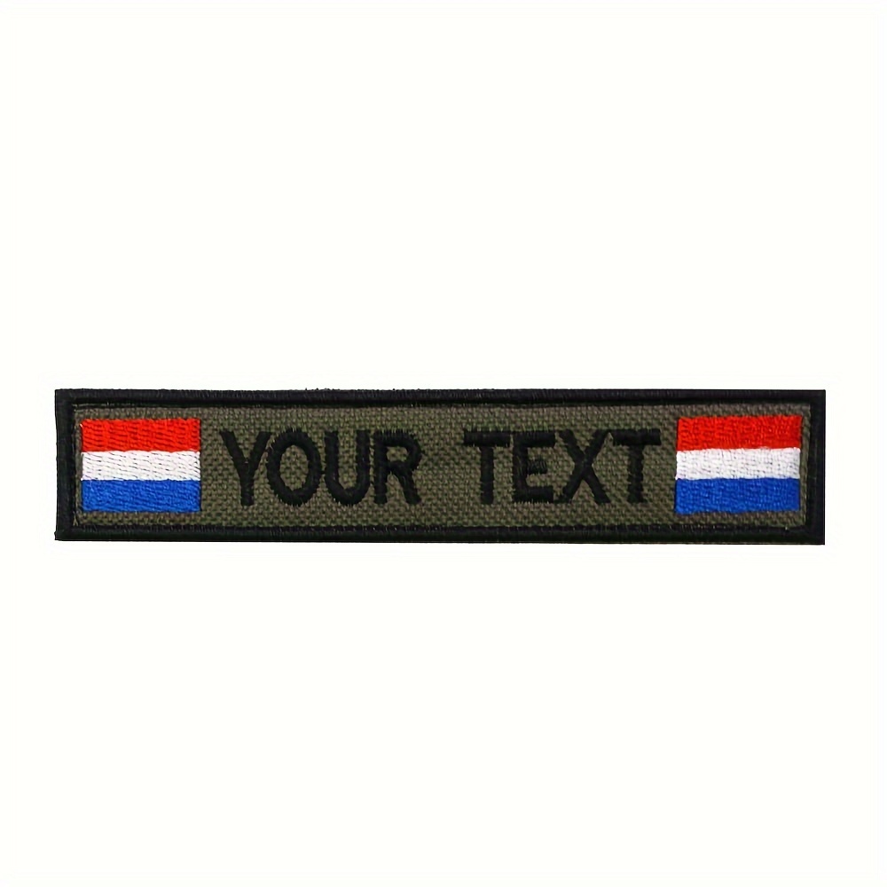 TEMU 1 Custom Embroidered Name Patch With Dutch Flag, Personalized Text Fabric Badge For Clothing And Backpack Decoration - Hook & Loop Fastener On