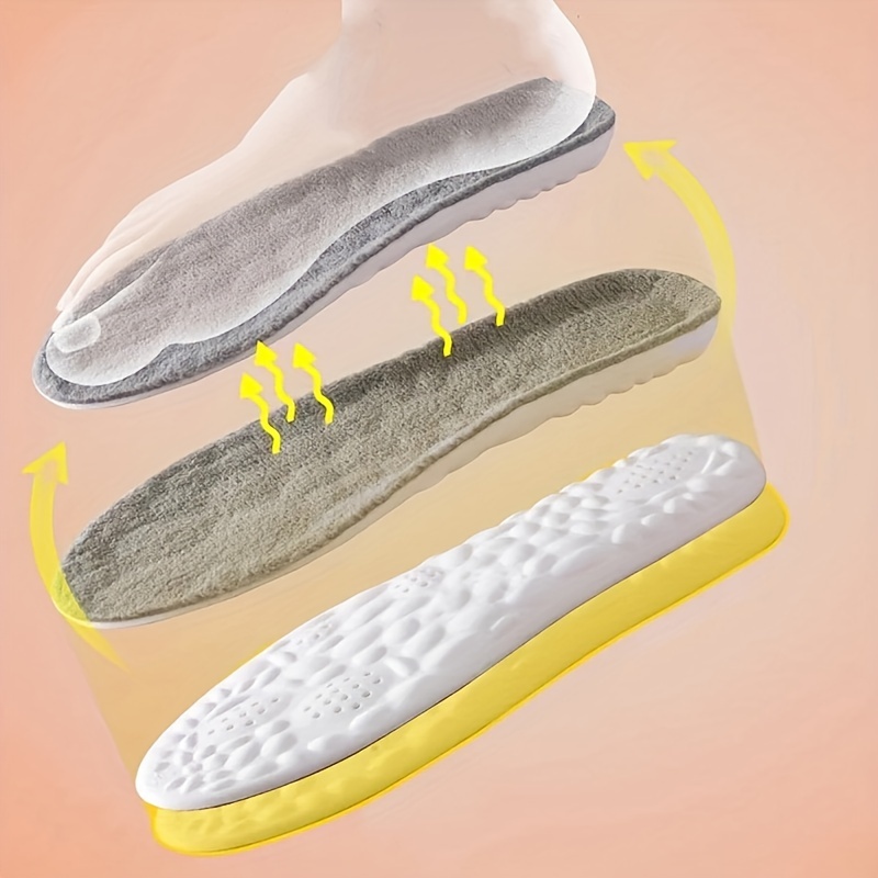 2pcs of Thickened Faux Cashmere 4D Cloud Insoles, Warm And Comfortable, Temperature-Regulating, Breathable, Moisture-Absorbing for Snow Boots And Shoes.